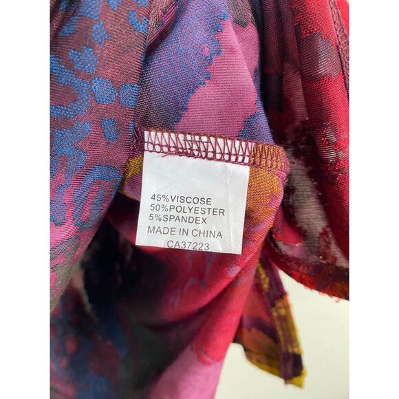 Creation Vibrant Abstract Womens Tunic Top size Large Stretch Artsy Lagenlook - Picture 4 of 15